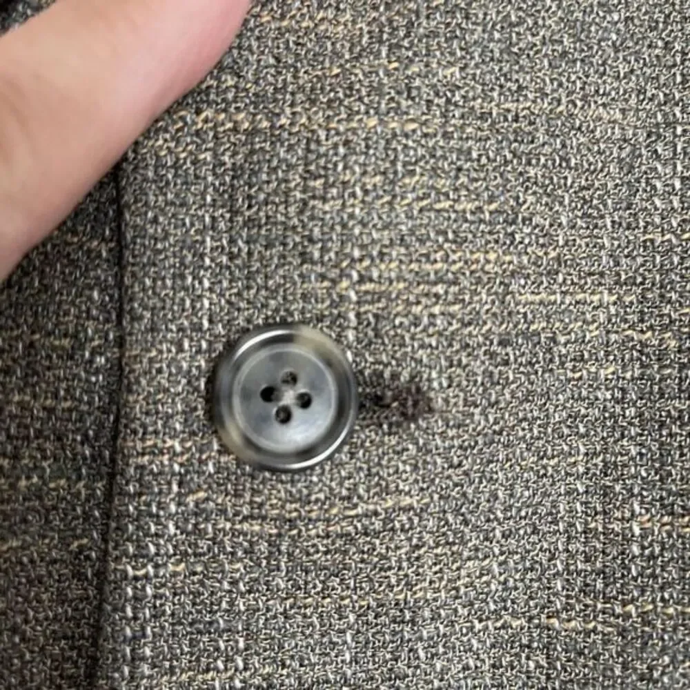 Tallia Uomo Mens 46L‎ Blazer Wool Jacket Sport Coat Ivory Gray Brown Plaid